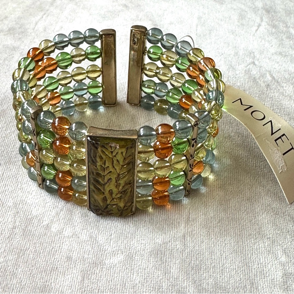 Vintage Monet Beaded Cuff Bracelet Brand New